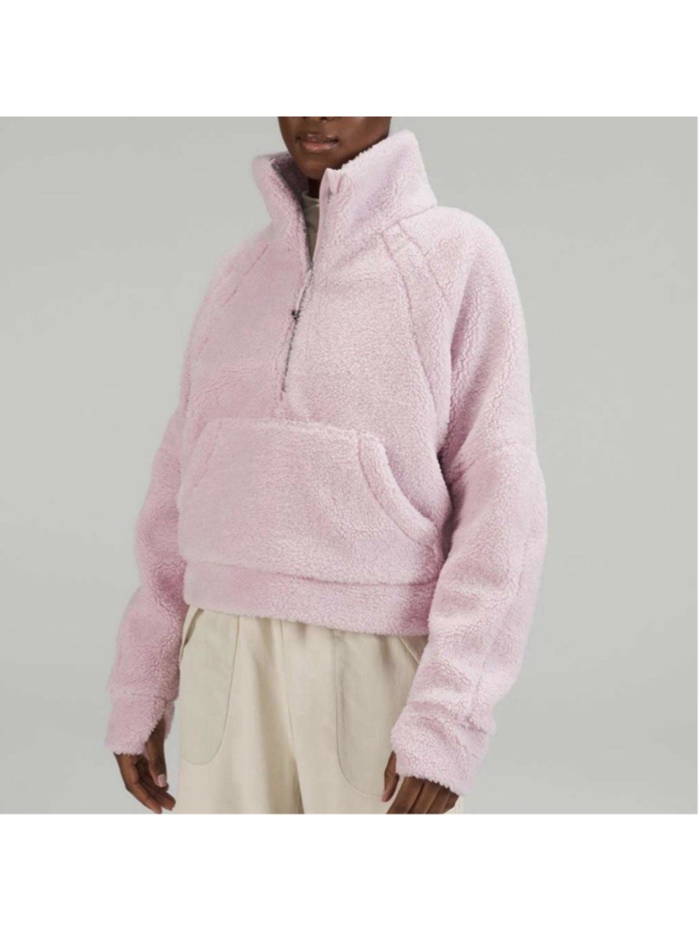 Lululemon Scuba Oversized Fleece Athleisure Funnel Neck 1/2 Zip Pink Peony M/L - Picture 1 of 8